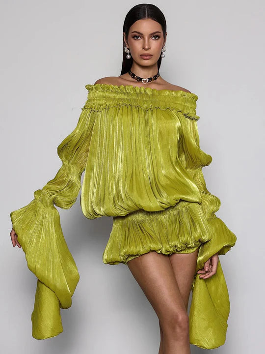 Salyxen Off-Shoulder Ruched Dress Set