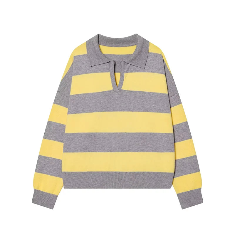 Sienna Striped Polo Knit Sweater