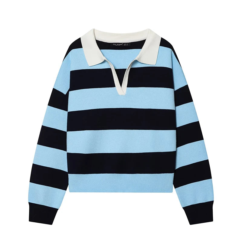 Sienna Striped Polo Knit Sweater