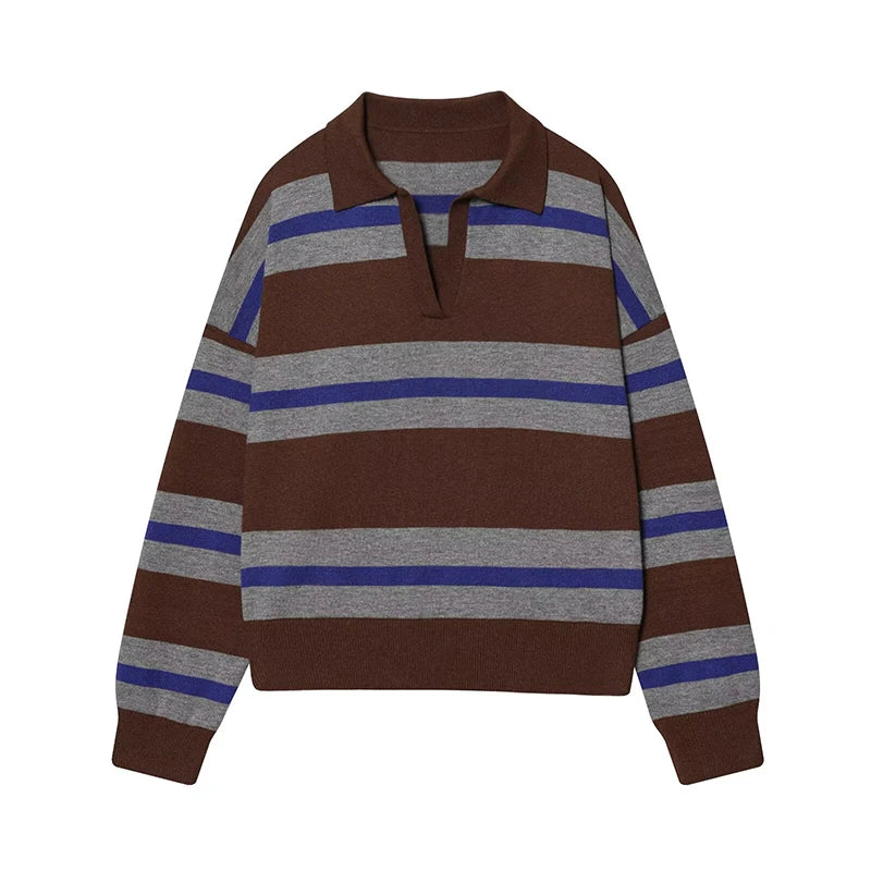 Sienna Striped Polo Knit Sweater