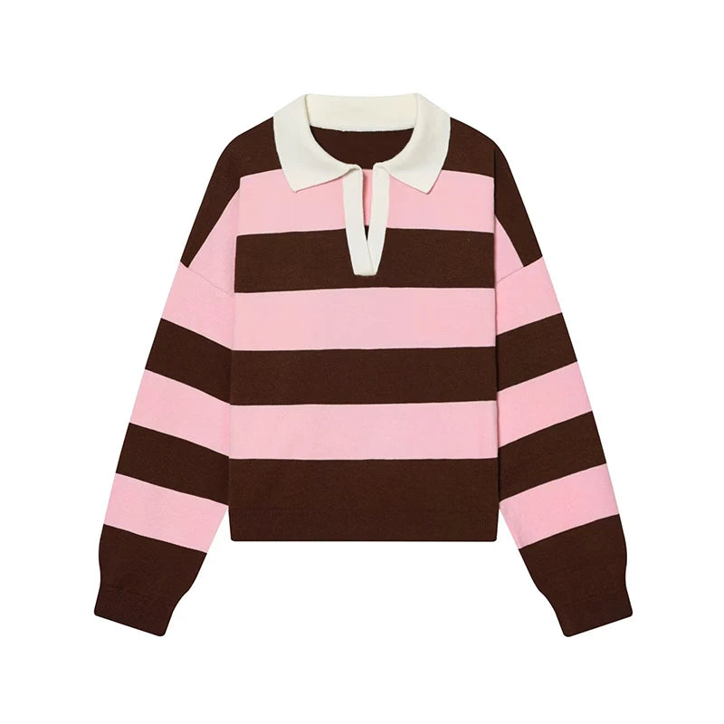 Sienna Striped Polo Knit Sweater
