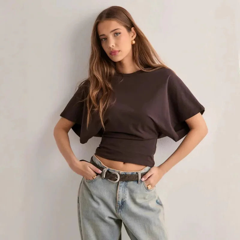 Zoey Ruched Cropped Tee