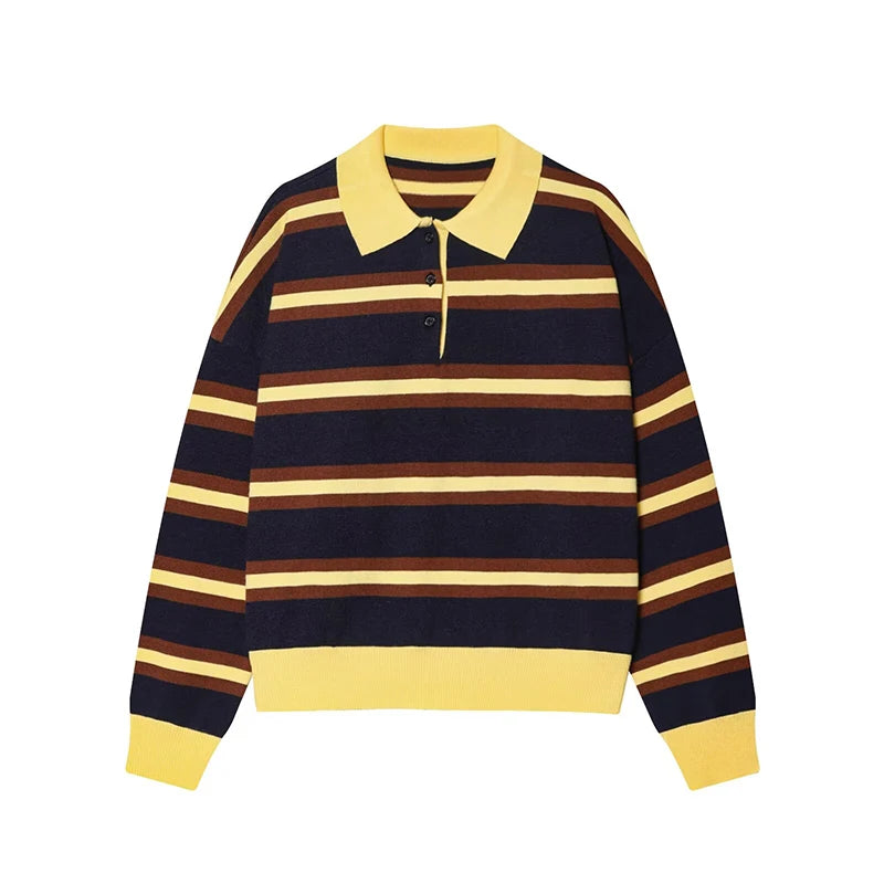Sienna Striped Polo Knit Sweater