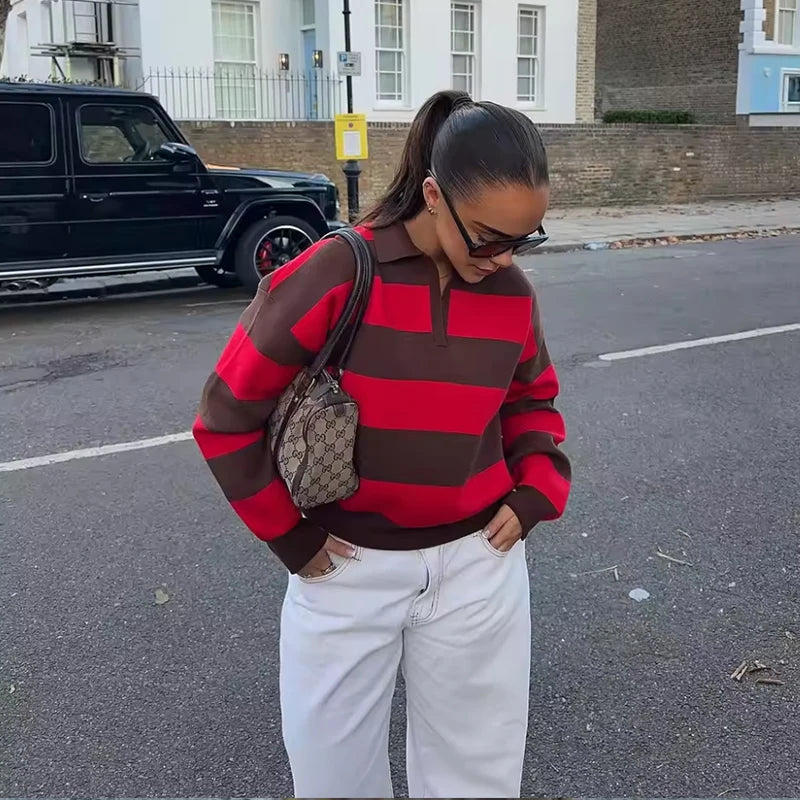 Sienna Striped Polo Knit Sweater