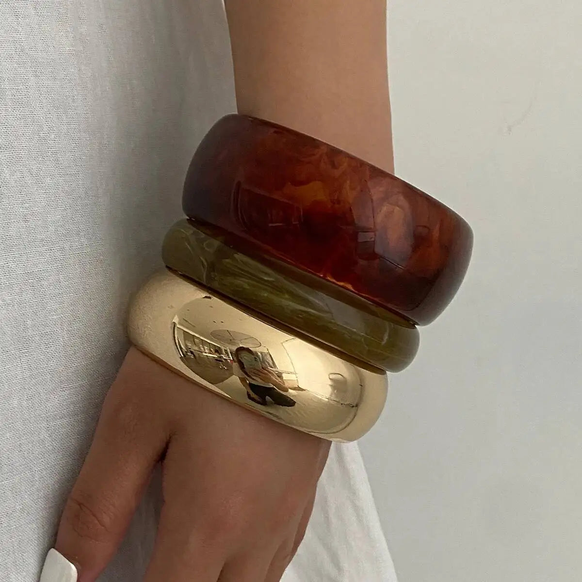 Boho Chunky Stackable Resin Bangles