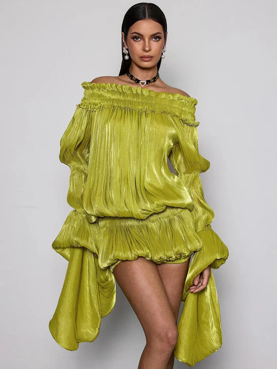 Salyxen Off-Shoulder Ruched Dress Set