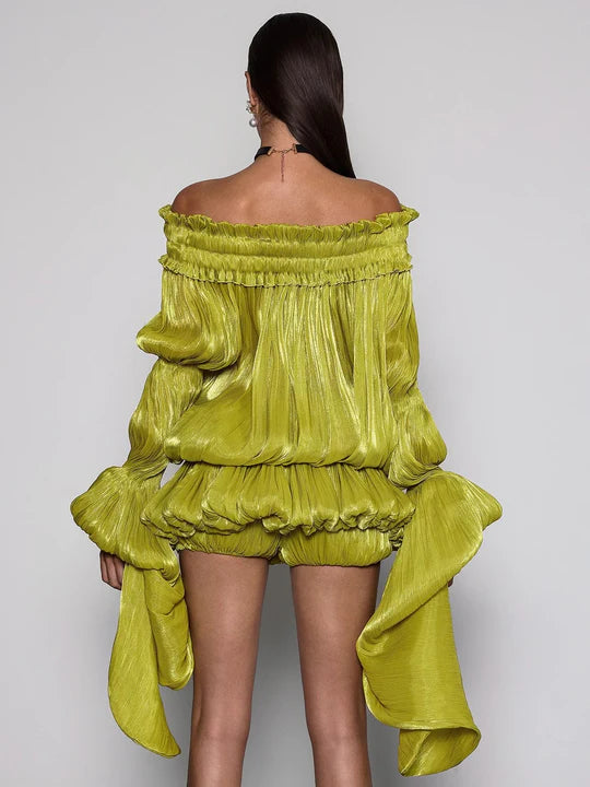 Salyxen Off-Shoulder Ruched Dress Set