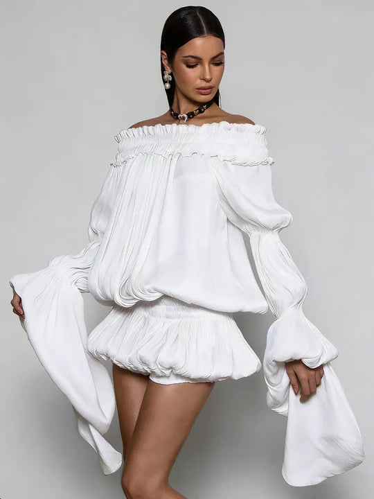 Salyxen Off-Shoulder Ruched Dress Set